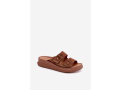 Kožené semišové dámské pantofle na platformě vinceza 66916 camel 4