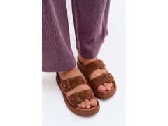 Kožené semišové dámské pantofle na platformě vinceza 66916 camel 5