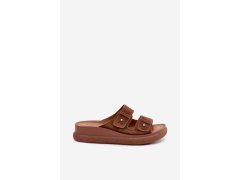 Kožené semišové dámské pantofle na platformě vinceza 66916 camel 8
