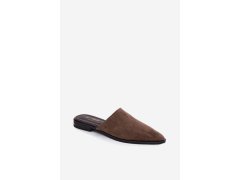 Kožené semišové pantofle mule dámské ploché d&a jc61-1004 khaki 4