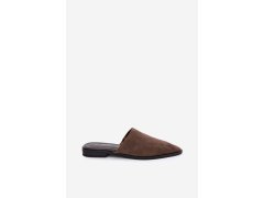 Kožené semišové pantofle mule dámské ploché d&a jc61-1004 khaki 8
