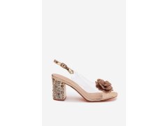 Průhledné sandály na podpatku se šperky d&a mr61-9013 Zlaté 3