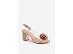 Průhledné sandály na podpatku se šperky d&a mr61-9013 Zlaté 7
