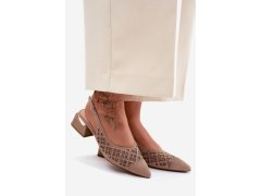 Kožené semišové dámské sandály otevřené sítě na klín d&a cr61-3004 Béžové 2