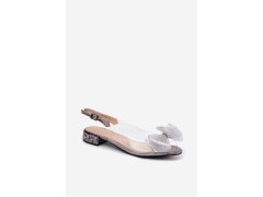 Průhledné sandály s&nbsp;krystaly a&nbsp;síťovanou mašlí d&a mr61-9004 Šedé 3