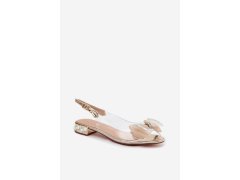 Průhledné sandály s krystaly a síťovanou mašlí d&a mr61-9004 Zlaté 3