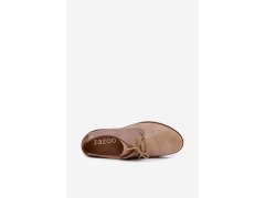 Kožené dámské elegantní šněrovací polobotky zazoo 4238 Béžovo-hnědé 2
