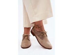 Kožené dámské elegantní šněrovací polobotky zazoo 4238 Béžovo-hnědé 5
