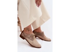 Kožené dámské elegantní šněrovací polobotky zazoo 4238 Béžovo-hnědé 6