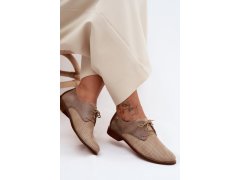Kožené dámské elegantní šněrovací polobotky zazoo 4238 Béžovo-hnědé 7