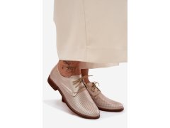 Kožené dámské elegantní šněrovací polobotky zazoo 4238 Zlaté 2
