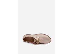 Kožené dámské elegantní šněrovací polobotky zazoo 4238 Zlaté 3