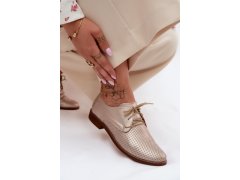 Kožené dámské elegantní šněrovací polobotky zazoo 4238 Zlaté 5
