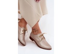 Kožené dámské elegantní šněrovací polobotky zazoo 4238 Zlaté 6