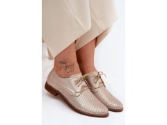 Kožené dámské elegantní šněrovací polobotky zazoo 4238 Zlaté 7