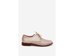 Kožené dámské elegantní šněrovací polobotky zazoo 4238 Zlaté 8