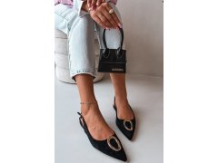Dámské sandály na nízkém podpatku s ozdobou černé Sparkle 7