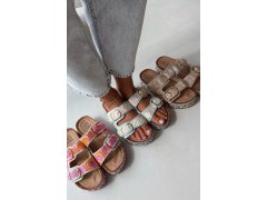 Háčkované sandály na platformě s řemínky béžové Glimma 7