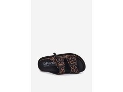 Dámské pantofle na platformě s přezkami d. franklin dfsh407011 leopardí vzor 3
