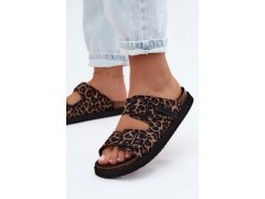 Dámské pantofle na platformě s přezkami d. franklin dfsh407011 leopardí vzor 5