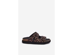 Dámské pantofle na platformě s přezkami d. franklin dfsh407011 leopardí vzor 8
