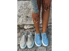 Polobotky sneakersy na platformě z přírodního semiše modré Blushy 2