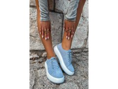 Polobotky sneakersy na platformě z přírodního semiše modré Blushy 3