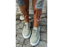 Polobotky sneakersy na platformě z přírodního semiše béžové Blushy 2