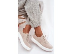 Polobotky sneakersy na platformě z přírodního semiše béžové Blushy 5