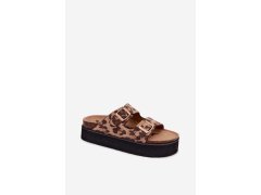 Lakované dámské pantofle na platformě se zlatými klipsy lee cooper lcw-26-35-4459l Černé 4