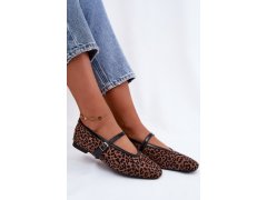 Baleríny s páskem imitace semiše leopard Camoria 5