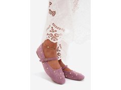 Baleríny s zdobením a páskem fialové Cuddly 1