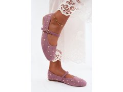 Baleríny s zdobením a páskem fialové Cuddly 3