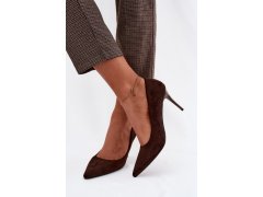 Hnědé boty na podpatku z&nbsp;umělé kůže semiš Tropessa 4