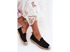 Dámské krajkové espadrilky z látky černé Candessa 2