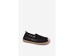 Dámské krajkové espadrilky z látky černé Candessa 4
