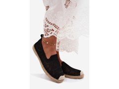 Dámské krajkové espadrilky z látky černé Candessa 6