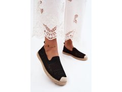 Dámské krajkové espadrilky z látky černé Candessa 7