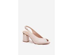 Elegantní dámské sandály na podpatku zazoo 1085 světle béžové 3