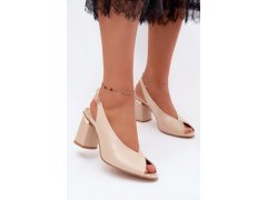 Elegantní dámské sandály na podpatku zazoo 1085 béžové 1