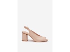 Elegantní dámské sandály na podpatku zazoo 1085 béžové 8