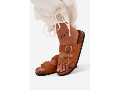 Dámské pantofle s&nbsp;přezkami camel Brigid 1