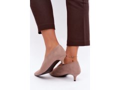 Kožené lodičky s&nbsp;kitten heel béžové Nuretta 6