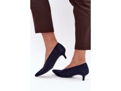 Kožené lodičky s kitten heel v tmavě modré Nuretta 6