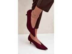 Bordové semišové lodičky na kitten heel Nuretta 1