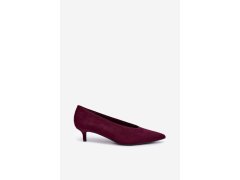 Bordové semišové lodičky na kitten heel Nuretta 4