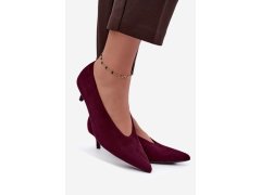 Bordové semišové lodičky na kitten heel Nuretta 5