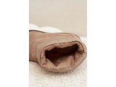 Kožené semišové kožené kozačky na podpatku s izolací khaki Pelsa 2