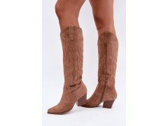 Dámské kozačky typu kovbojky na podpatku camel Glenor 4