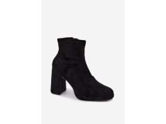 Dámské kotníkové boty z eko semiše na podpatku černé Karvella 2